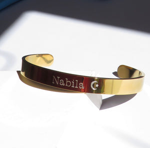 Personalised Solid Stainless Steel Gold Bangle - Eid Mubarak