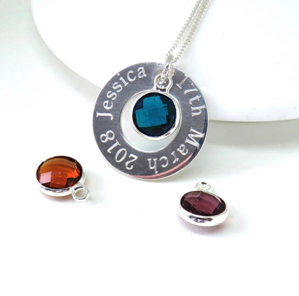 Sterling Silver Personalised Eternity Birthstone Necklace