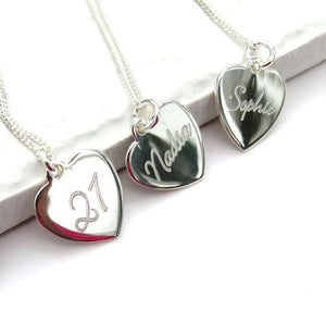 Engraved Sterling Silver Heart Necklace