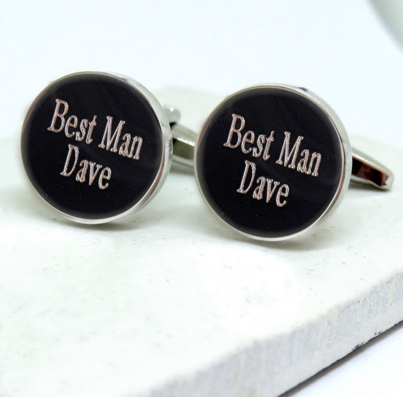 Personalised Batang Round Cufflinks - Best Man