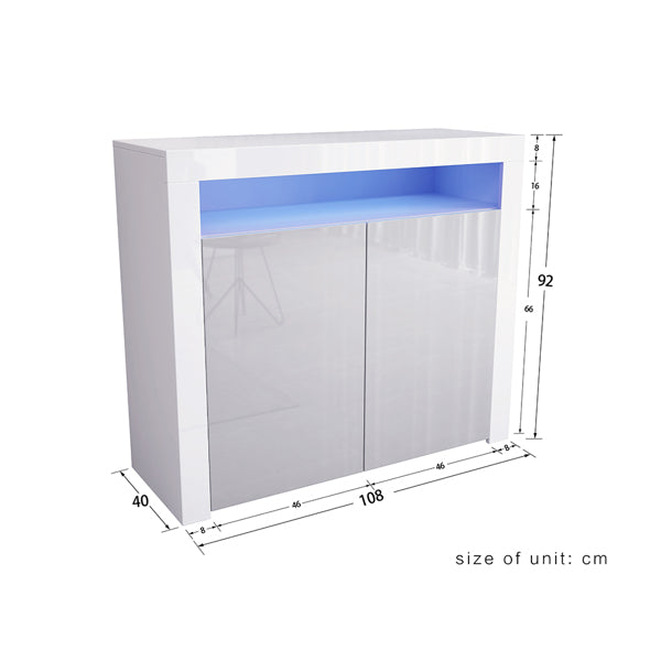 Grey/White LED Sideboard Cabinet