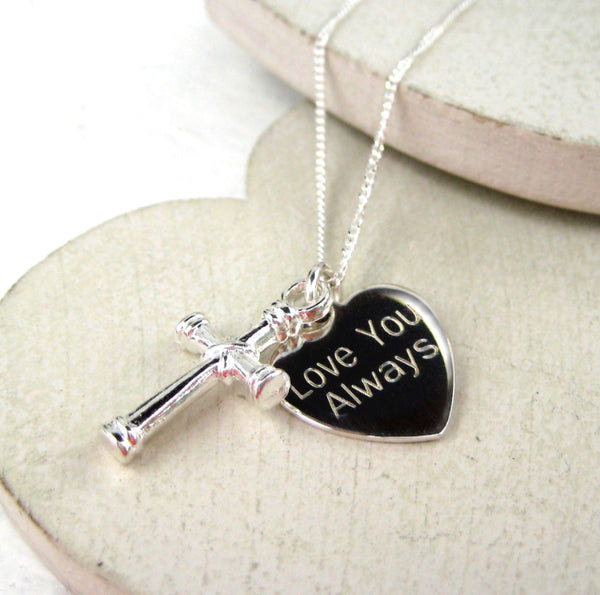 Personalised Sterling Silver Heart Charm Necklace