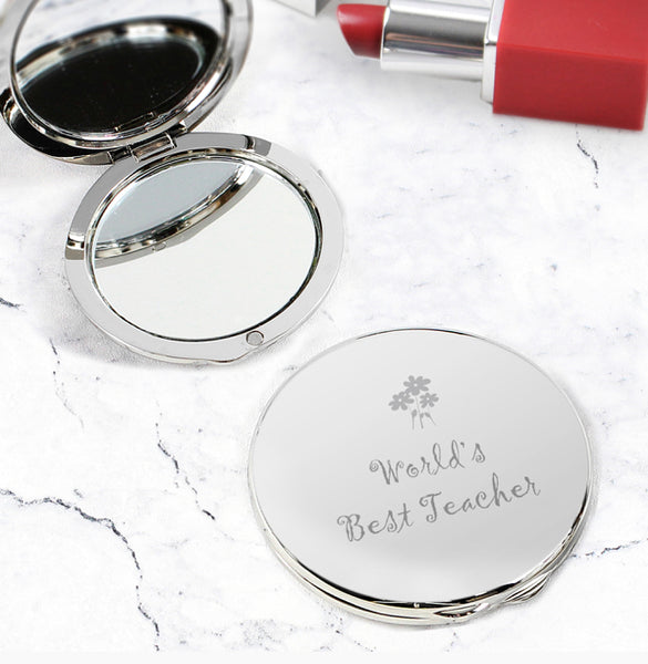 Worlds Best Teacher Round Compact Mirror