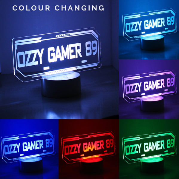 Personalised Gamer Tag LED Colour Changing Night Light