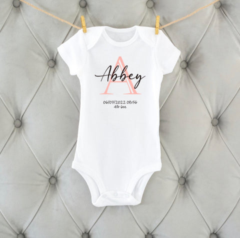 Personalised Pink New Baby Announcement Vest