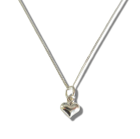 Mini Puff Heart Silver Necklace