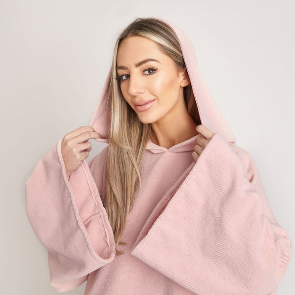 Adult Poncho Oversized Changing Robe, Blush - One Size