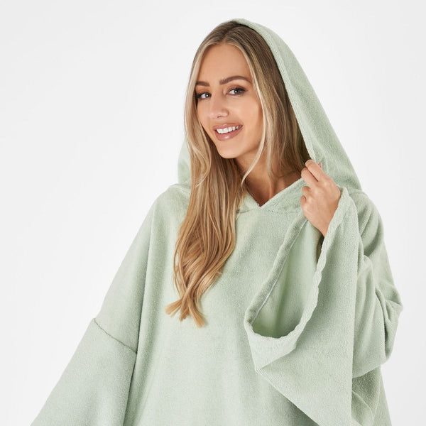 Adult Poncho Oversized Changing Robe, Sage - One Size