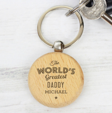 Personalised 'The World's Greatest' Wooden Keyring