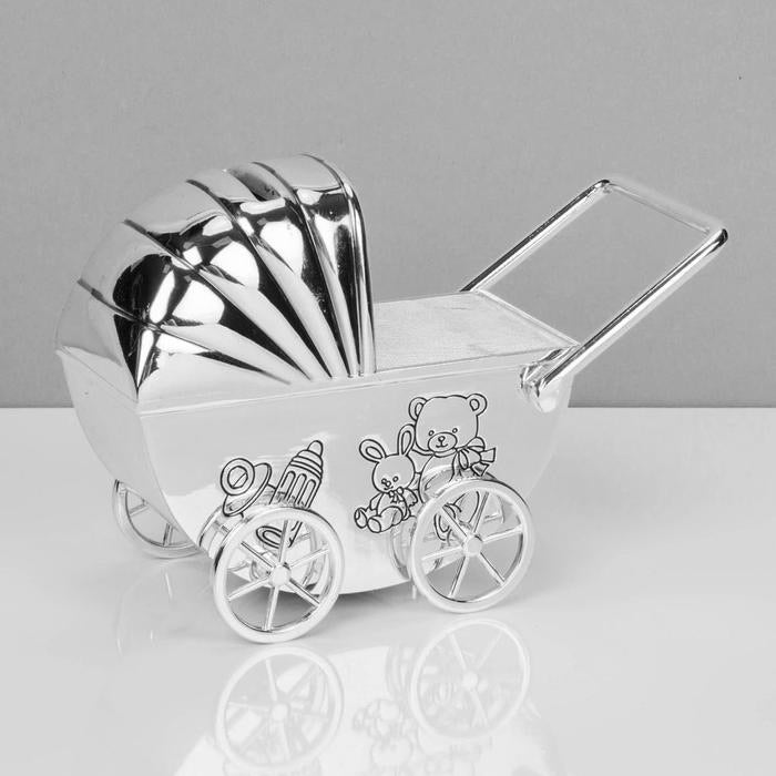 Bambino Silver Plated Pram Money Box