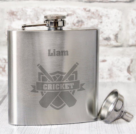 Personalised Cricket Hip Flask