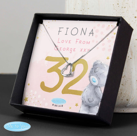 Personalised Me To You Sparkle & Shine Birthday Sentiment Silver Tone Necklace and Box