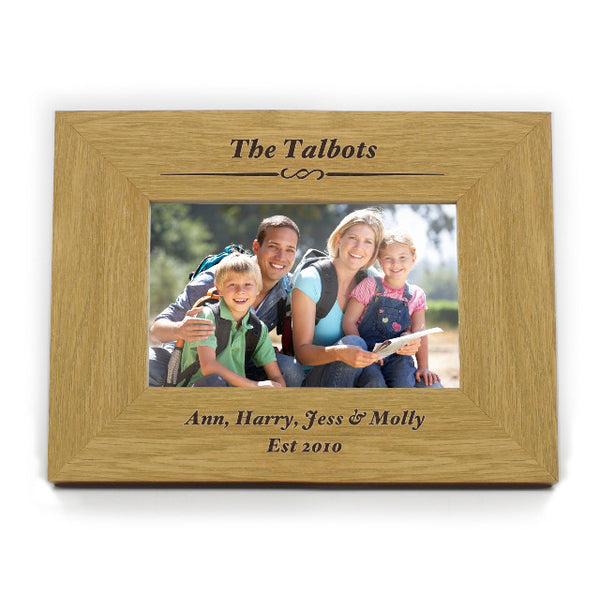 Personalised Formal 6x4 Landscape Oak Finish Photo Frame