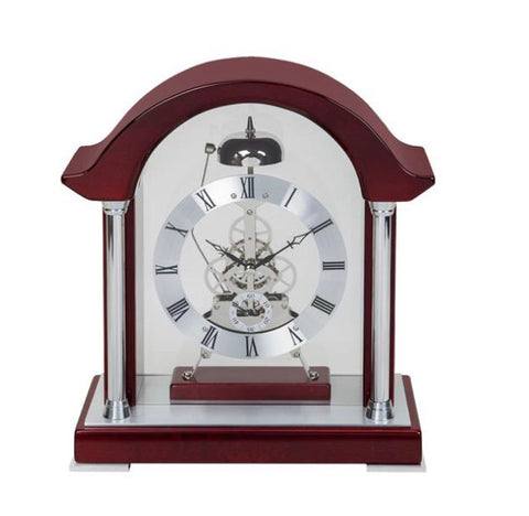 William Widdop Piano Finish Wood Bell Strike Mantel Clock