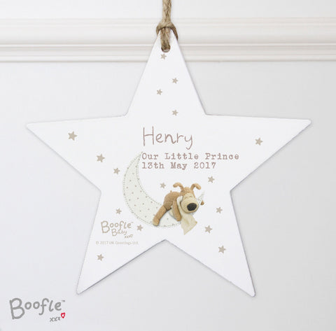 Personalised Boofle Baby Wooden Star Decoration