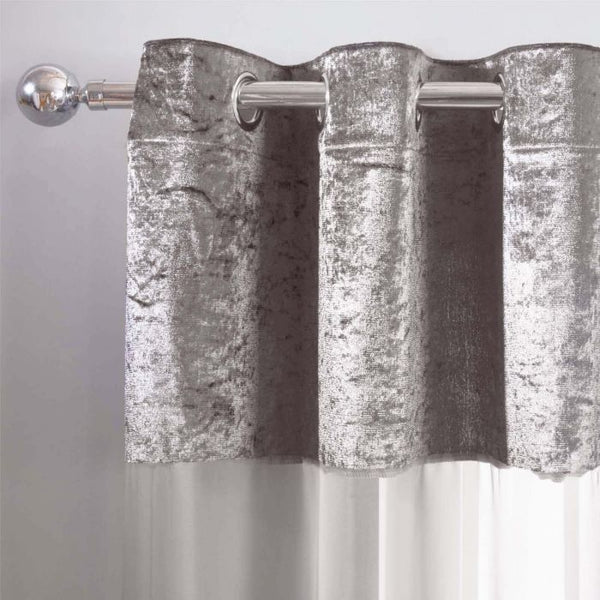 Crushed Velvet Voile Net Curtains - Silver Grey