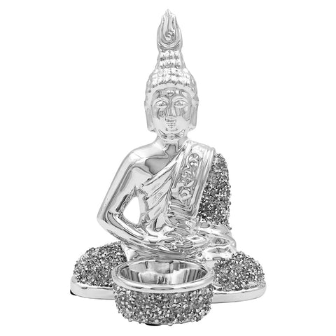 Silver Sparkle Buddha Tealight Holder