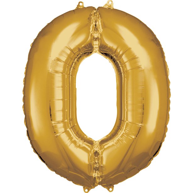 Gold Number 0 Balloon