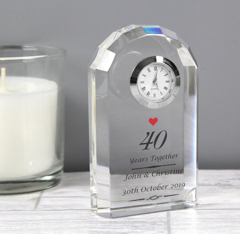 Personalised Ruby Anniversary Crystal Clock