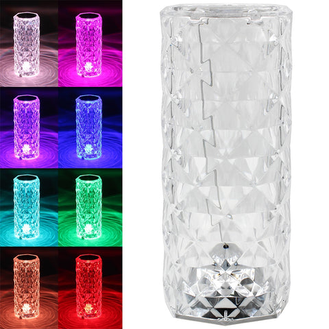 LED Rose Ice Diamond Lamp With Remote - Coloured