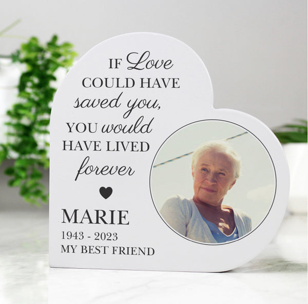 Personalised Memorial Photo Upload Free Standing Heart Ornament