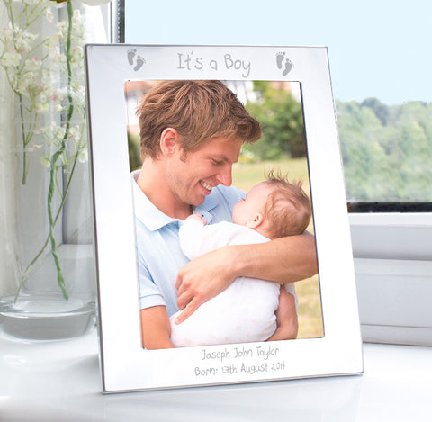 Personalised Silver 5x7 Footprints Photo Frame