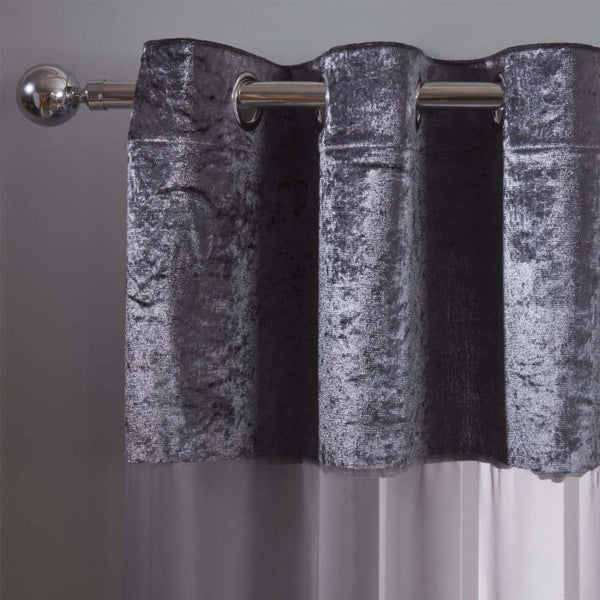 Crushed Velvet Voile Net Curtains - Charcoal