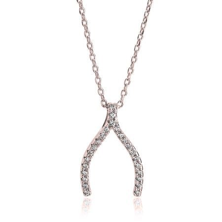Wishbone Necklace With Zirconia