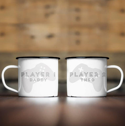Player 1 & 2 Enamel Mug Set