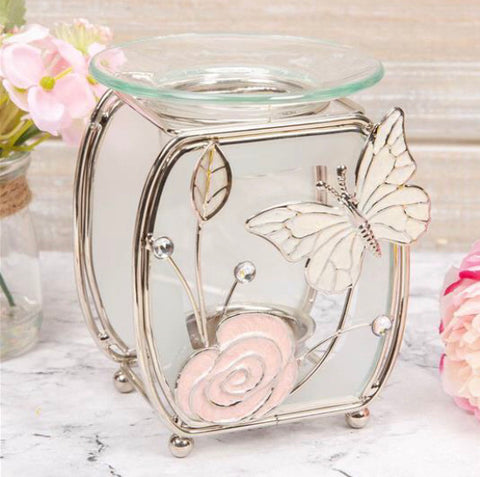 Sophia Frosted Glass Wire Oil Burner - Butterfly