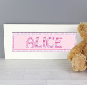 Personalised Pink Stitch Name Frame