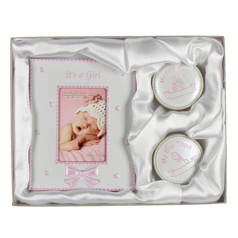 Baby Girl Frame/1st Tooth/1st Curl Gift Set