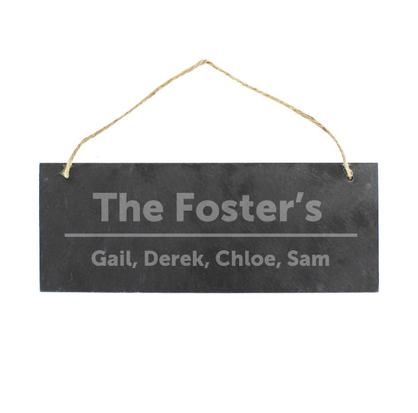 Personalised Bold Design Hanging Slate Plaque