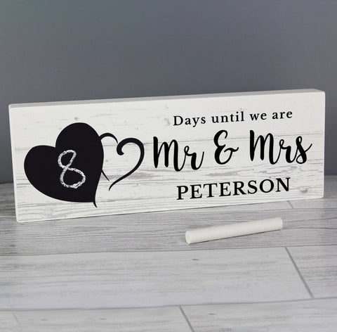 Personalised Rustic Chalk Countdown Wooden Block Sign