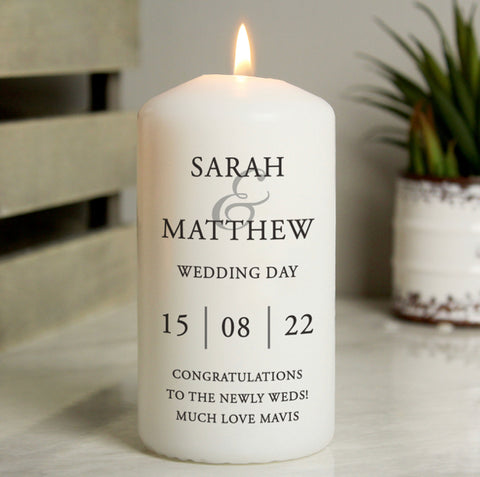 Personalised Couples Pillar Candle