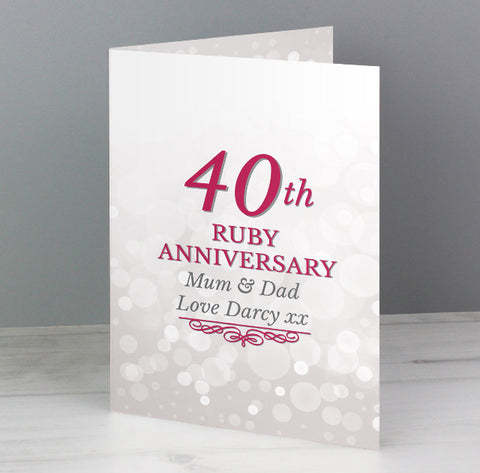 Personalised 40th Ruby Anniversary Card
