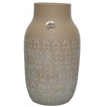 Terracotta Vase with Pattern - Light Pink