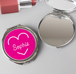 Personalised Pink Name Island Compact Mirror