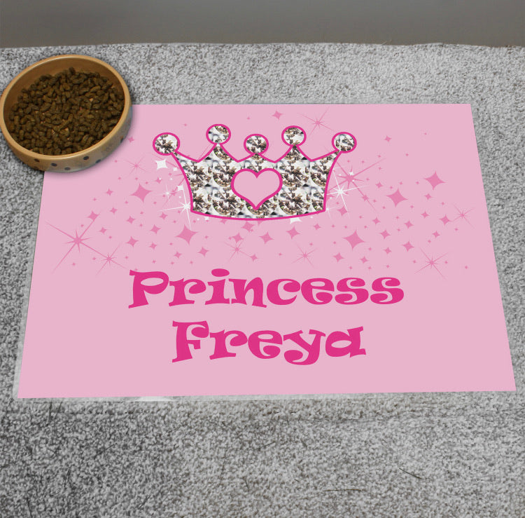 Personalised Pink Princess Pet Placemat