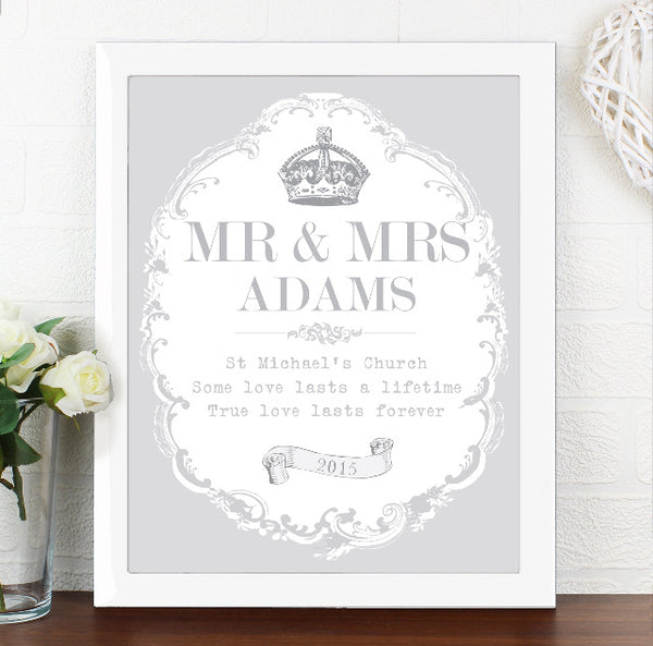 Personalised Royal Crown White Framed Print