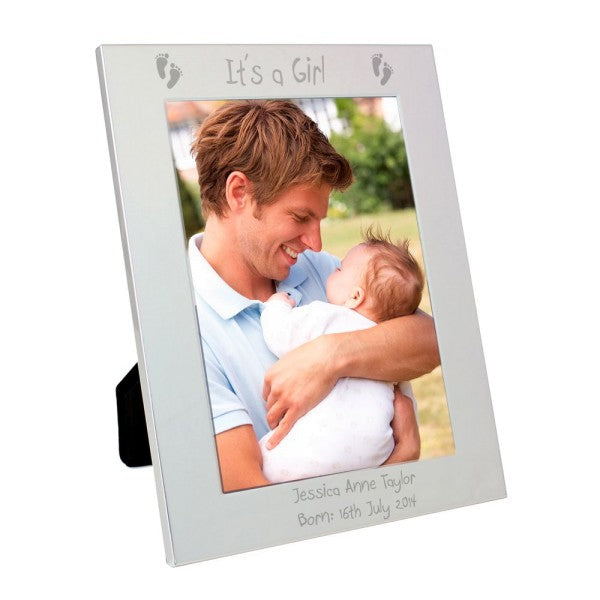 Personalised Silver 5x7 Footprints Photo Frame