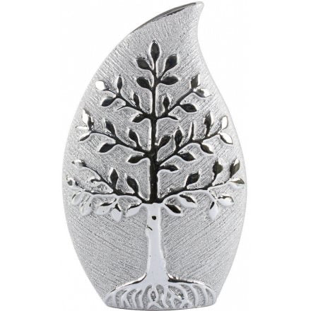 Silver Tree Of Life Vase 35cm