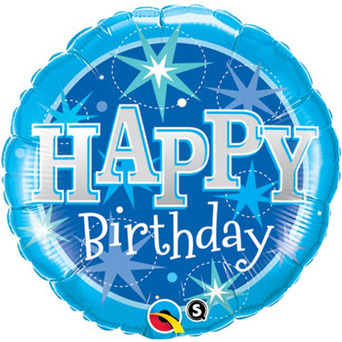 Happy Birthday Blue Sparkle Balloon