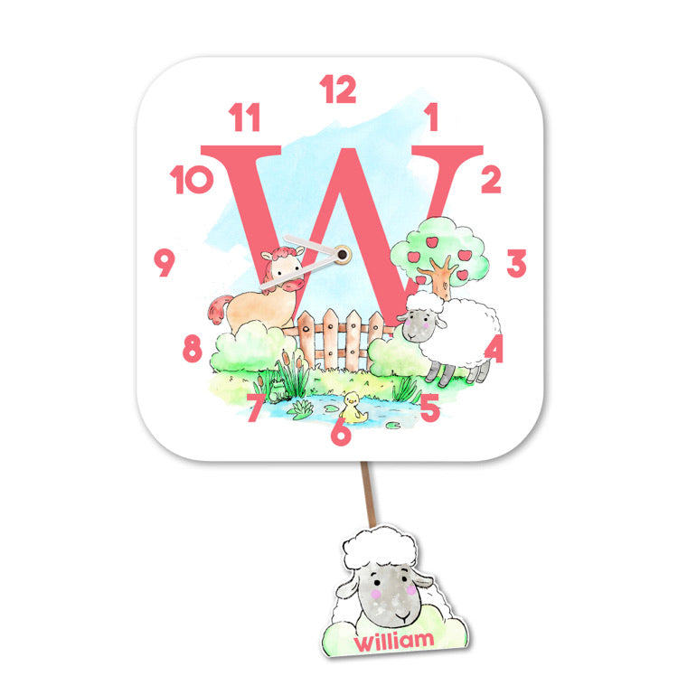 Alphabet Farm Wall Clock