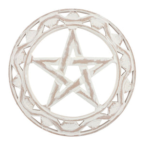 White Wooden Pentagram Wall Art