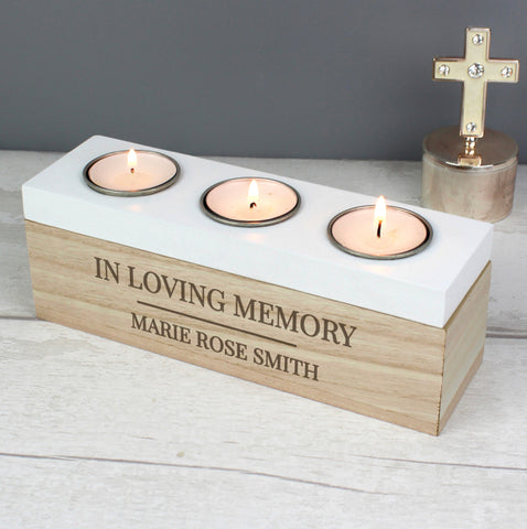 Personalised Classic Triple Tea Light Box