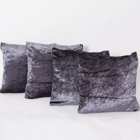 Crushed Velvet Set Of 4 Cushion Covers - Charcoal