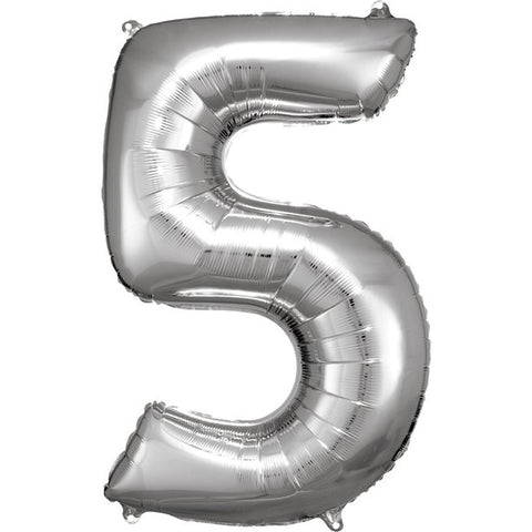 Silver Number 5 Balloon