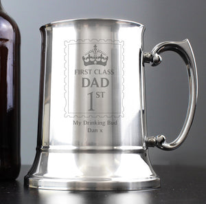 Personalised 1st Class Stainless Steel Tankard