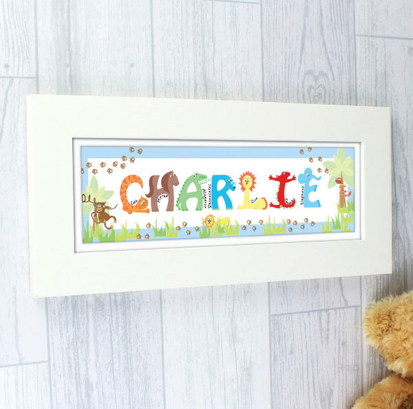 Personalised Blue Animal Alphabet Frame